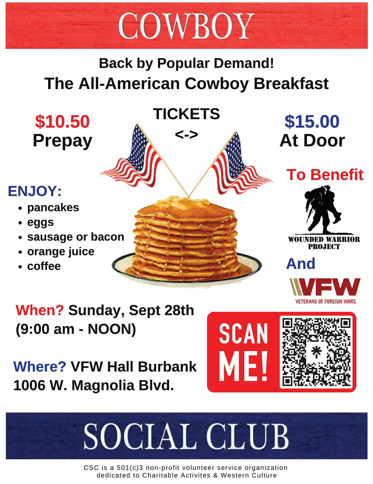 Cowboy Social Club Pancake Breakfast