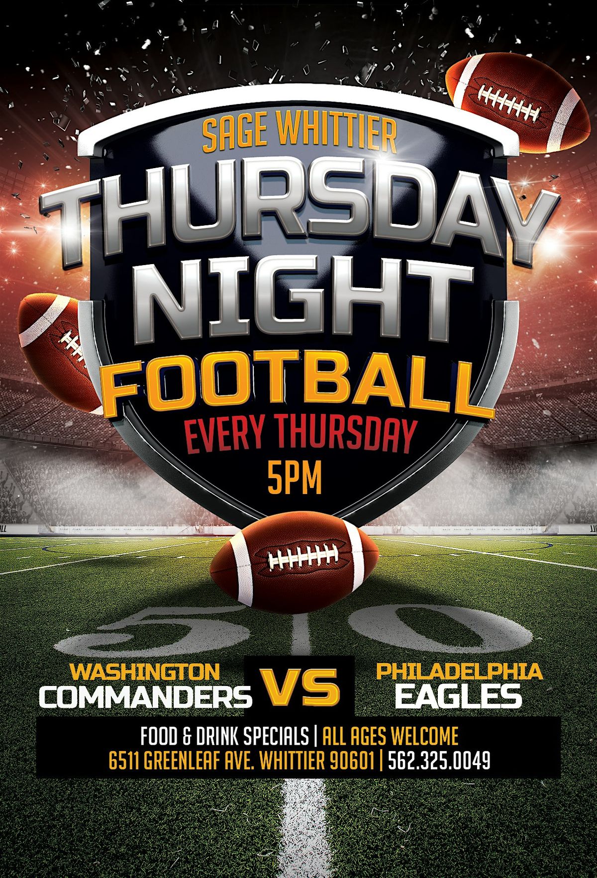 Thursday Night Football at Sage Whittier