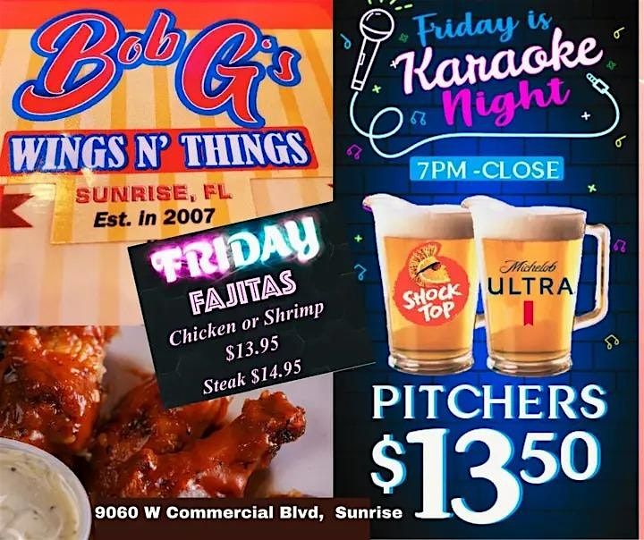 Friday night karaoke @ Bob G's Wings & Things