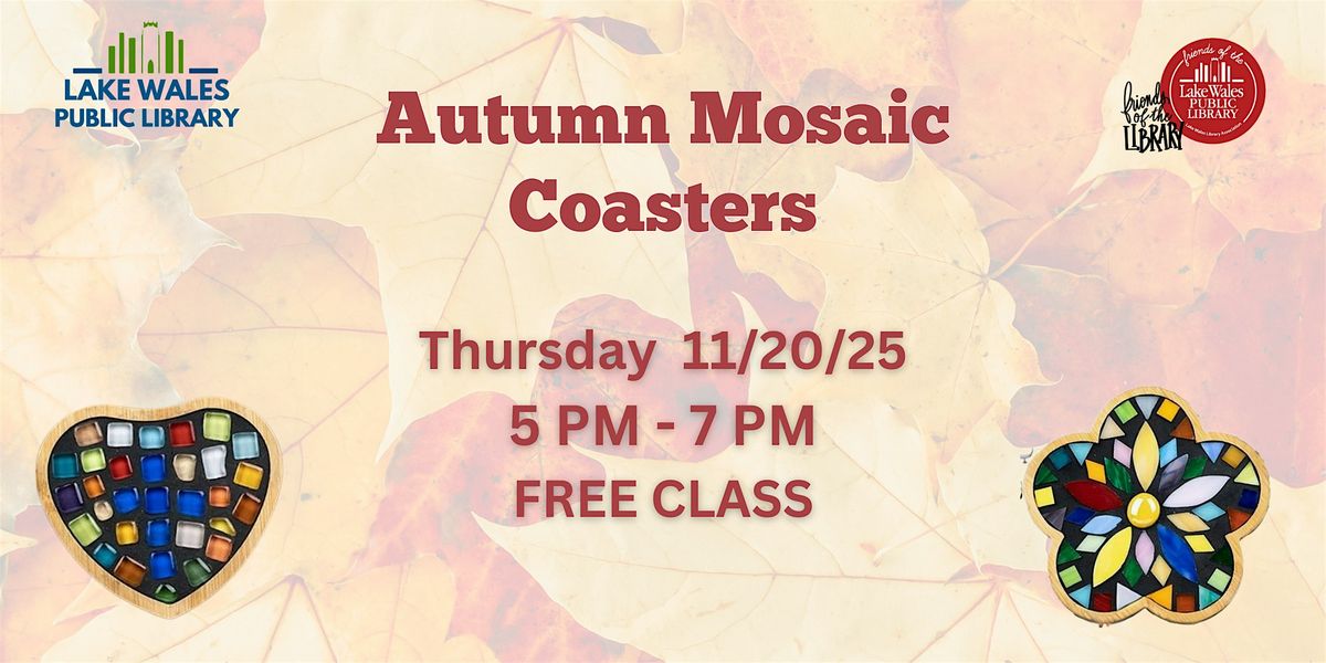Free Adult Autumn Mosaic Coasters Craft