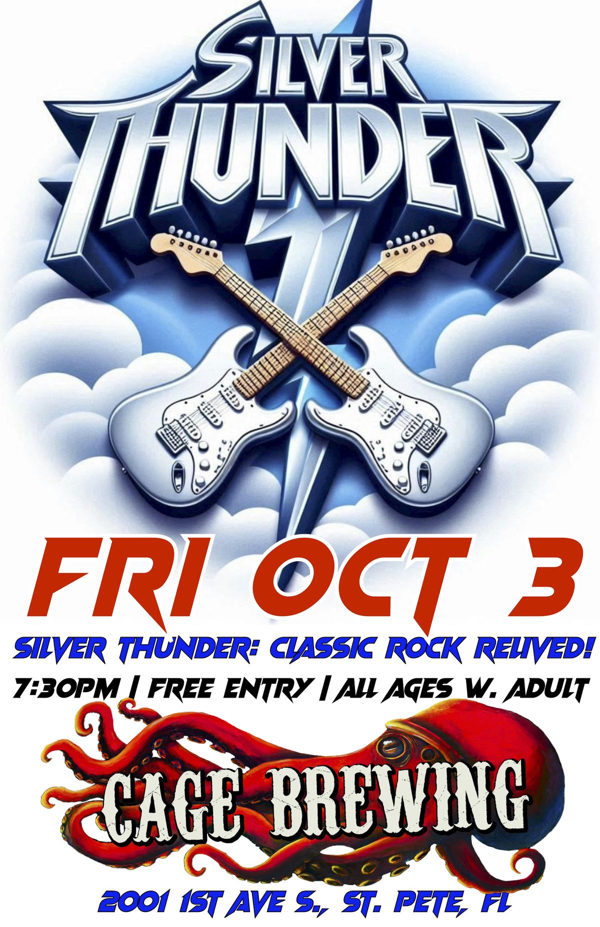 FREE: Silver Thunder: Classic Rock Relived | Cage Brewing | FRI OCT 3