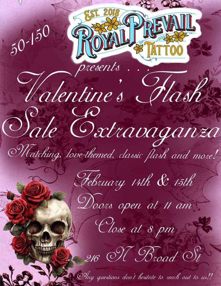 Valentines tattoo flash sale $50-$150