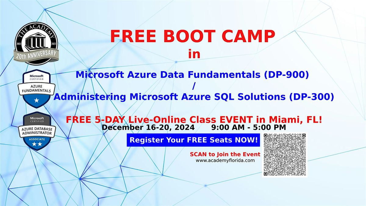 FREE Live-Online Boot Camp in Microsoft Azure DP-900\/DP-300 in Miami, FL!