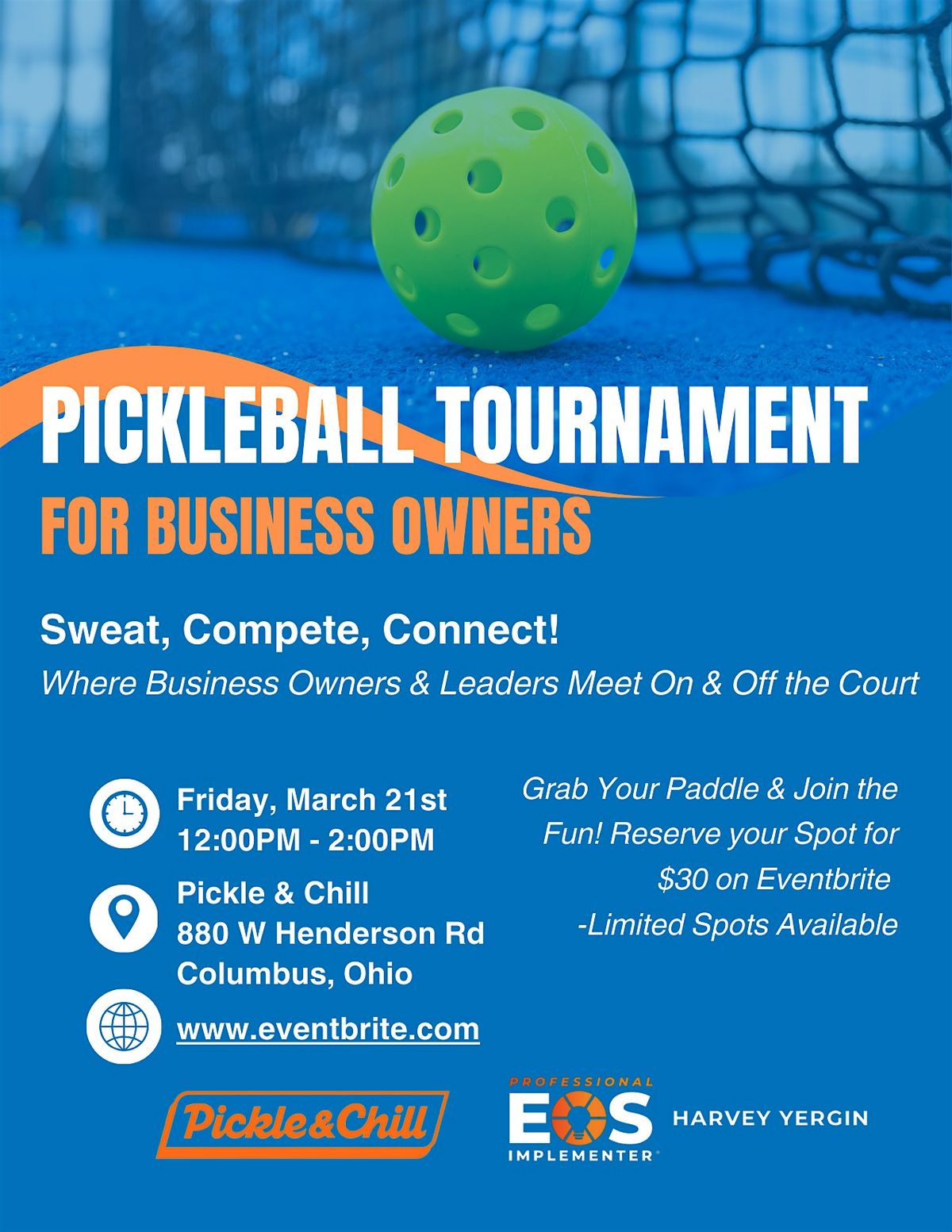 Pickleball Tournament and Networking Event for Business Owners