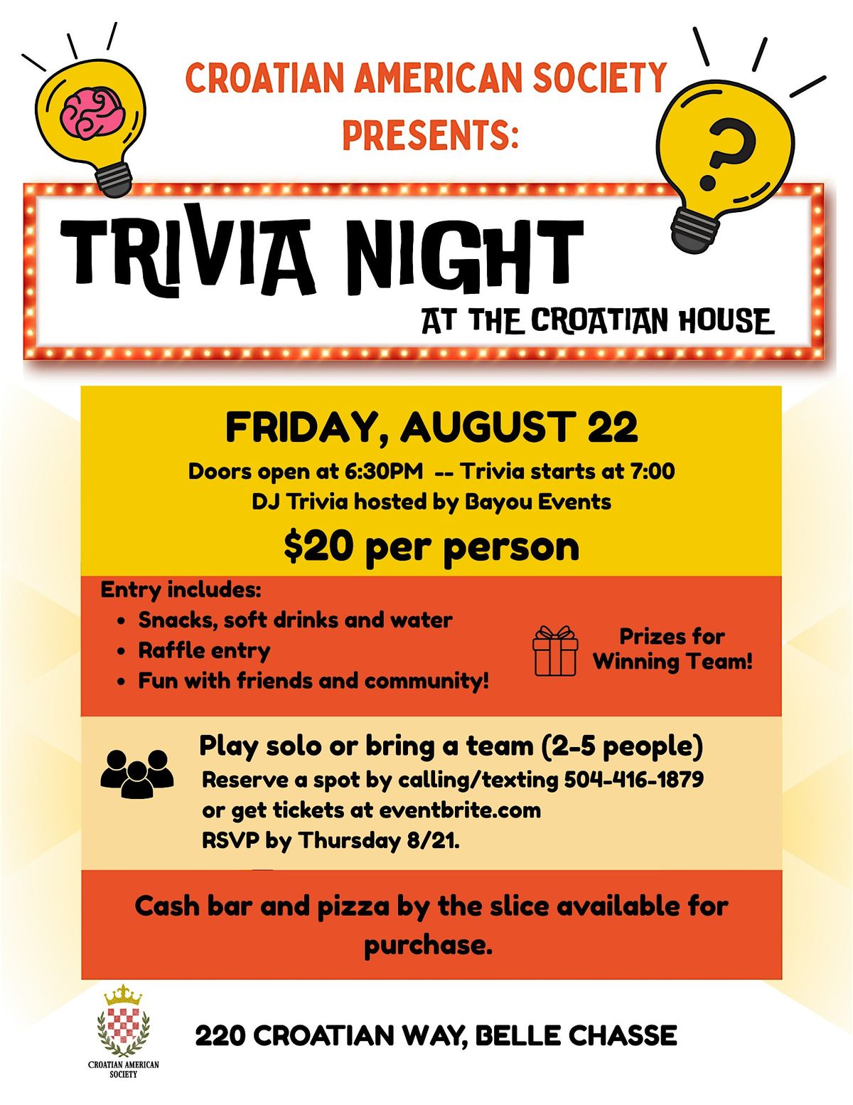 Trivia Night at The Croatian House
