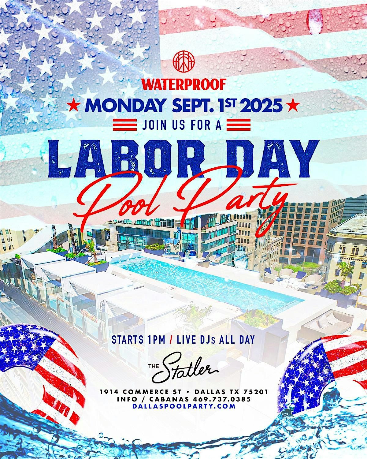 Labor Day Waterproof Rooftop Pool Party