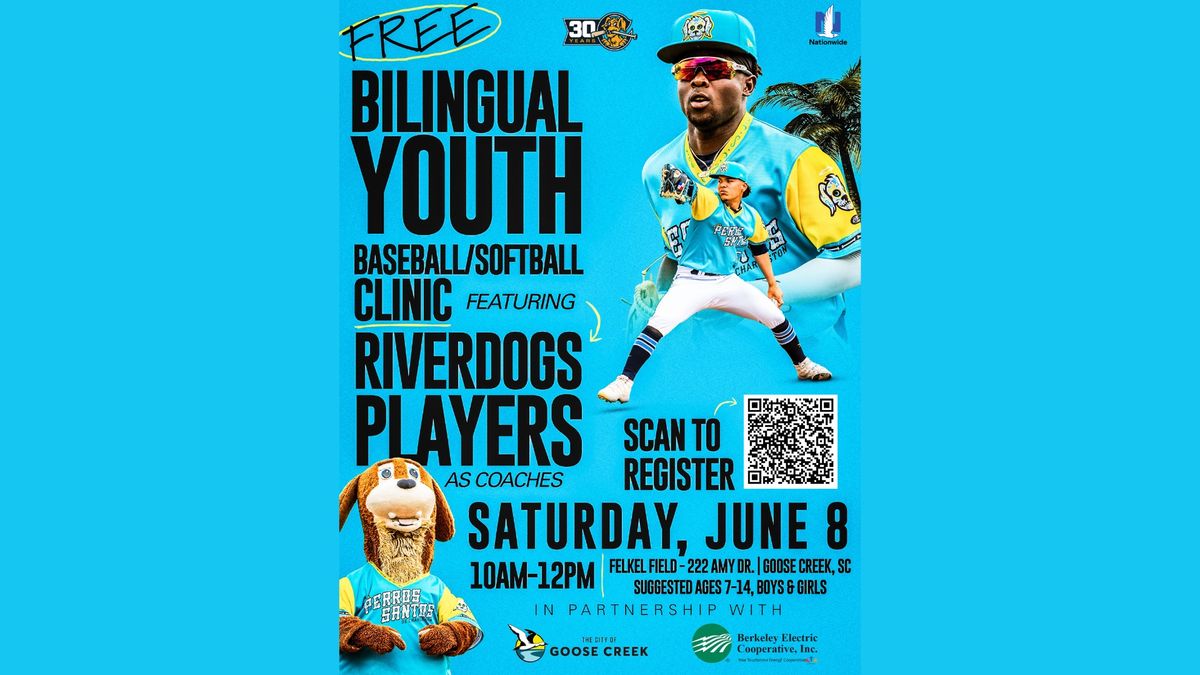 Bilingual Youth Baseball\/Softball Clinic featuring RiverDogs Players as Coaches (Cl\u00ednica gratuita)