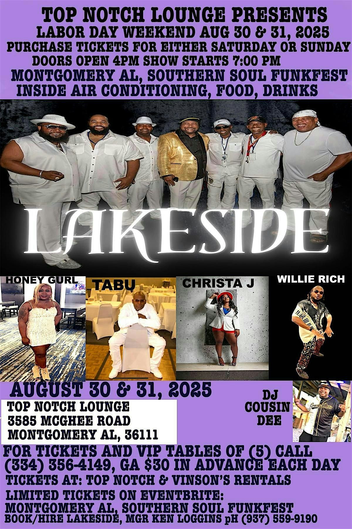 MONTGOMERY ,ALABAMA SOUTHERN SOUL FUNK FESTIVAL WITH SPECIAL GUEST LAKESIDE