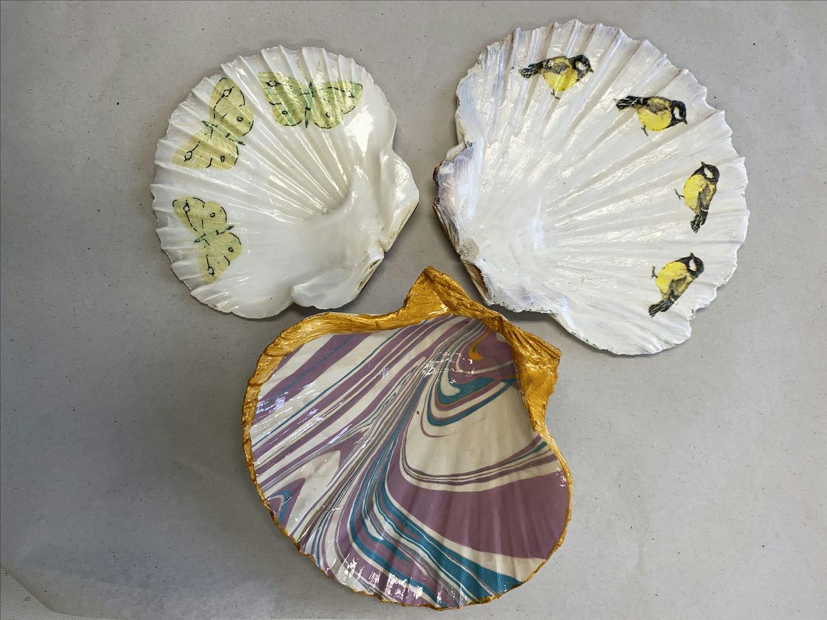 Decoupage Scallop Shell Trinket Dishes 2