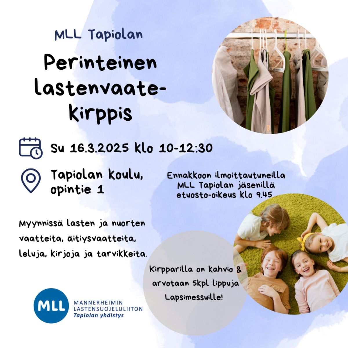 MLL Tapiolan perinteinen lastenvaatekirppis