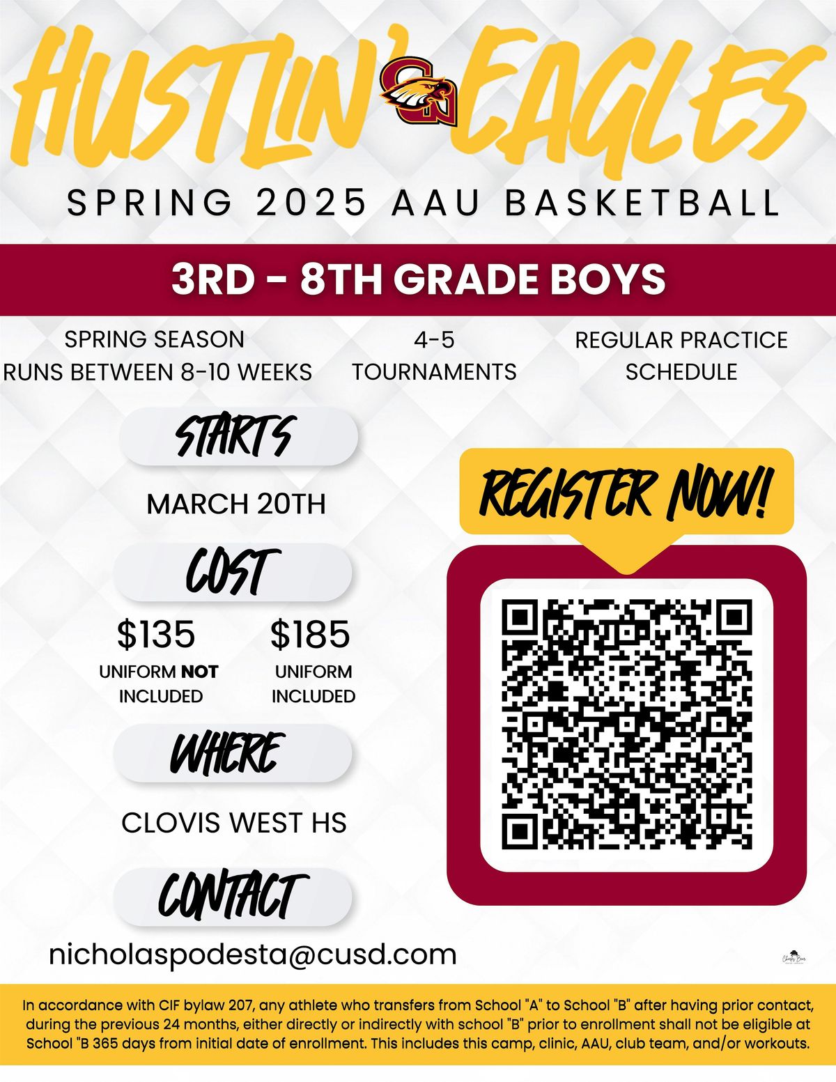 2025 Spring Hustlin' Eagles Boys AAU Basketball @ Clovis West