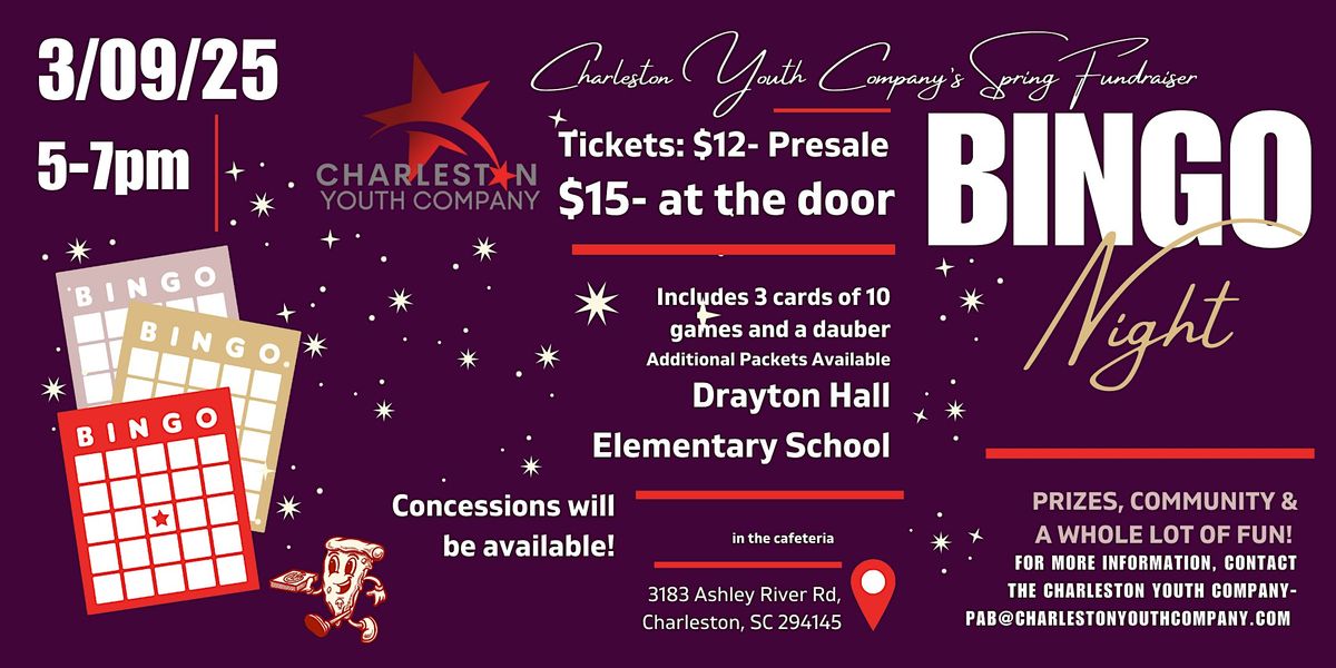 Family Bingo Night with The Charleston Youth Company March 9, 2025