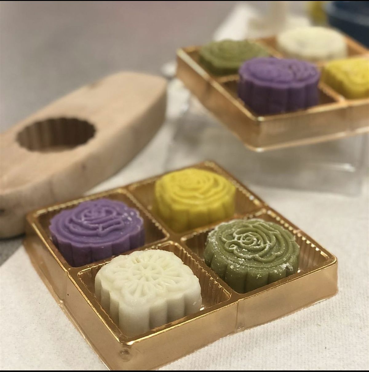4 Coloured Snowy Mooncakes for Mid-Autumn Festival (Gluten-Free naturally)