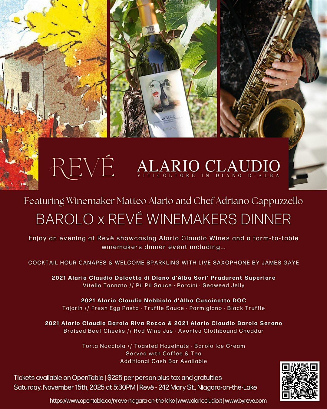 Rev\u00e9 x Barolo Winemakers Dinner ft. Alario Claudio Wines