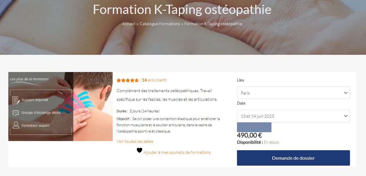 Formation K-Taping ost\u00e9opathie