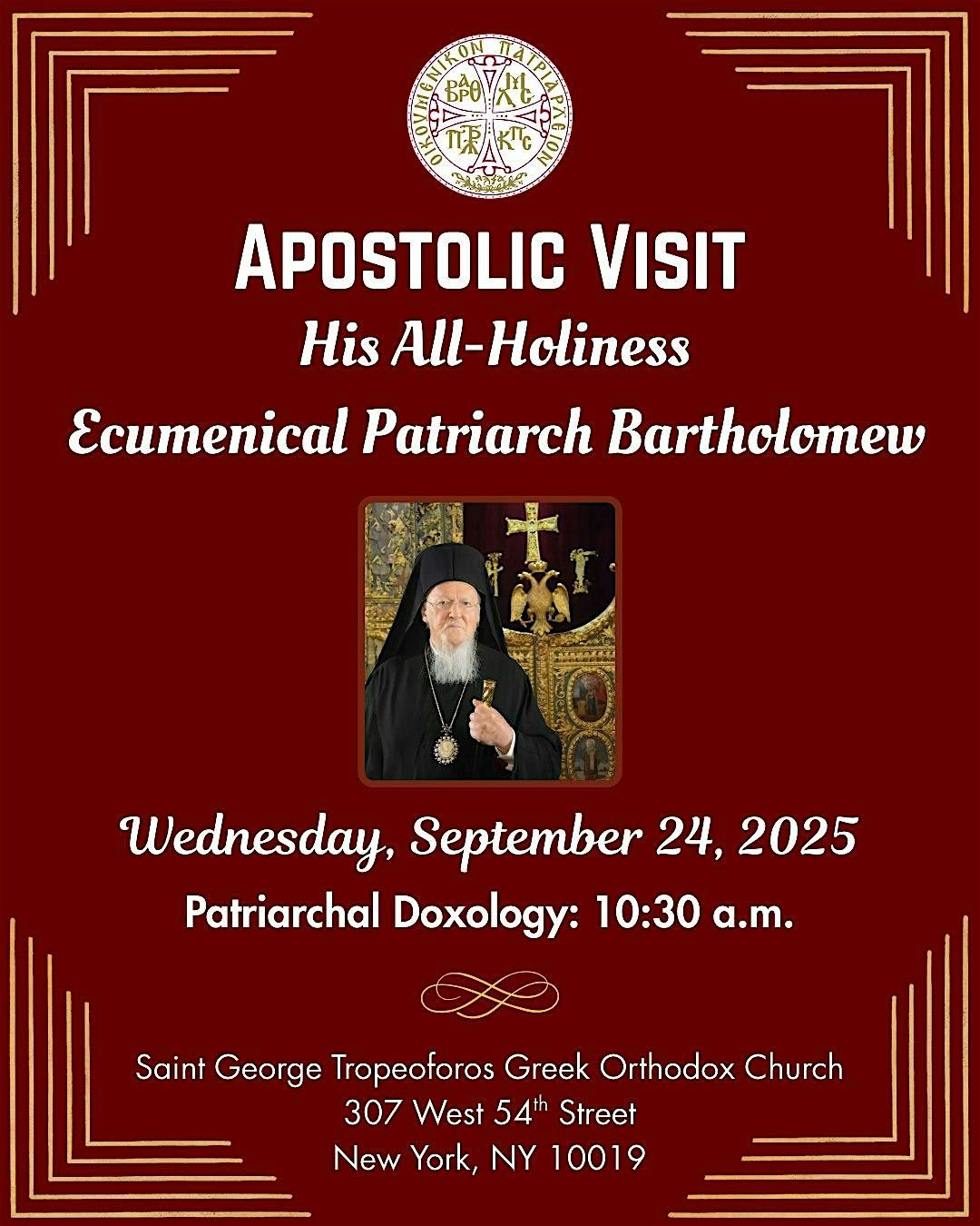 Apostolic Visit of His All-Holiness Ecumenical Patriarch Barthelomew
