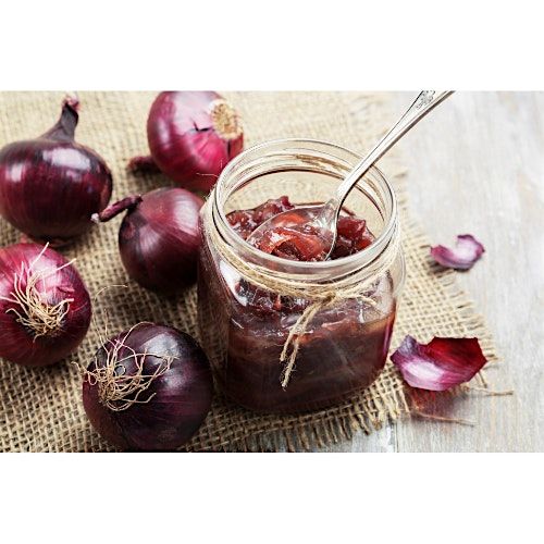 Red Onion Jam  & Tangy Pickled Mushrooms