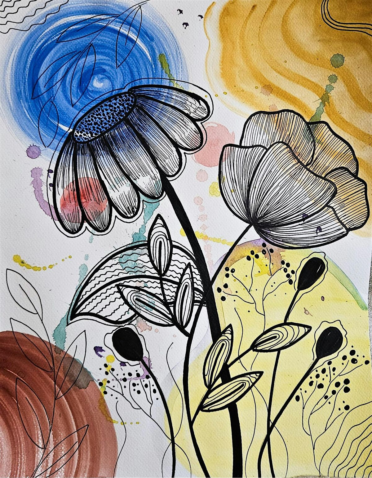 Botanical Whimsy Watercolor and Ink Painting | Heather Mattioni, instructor