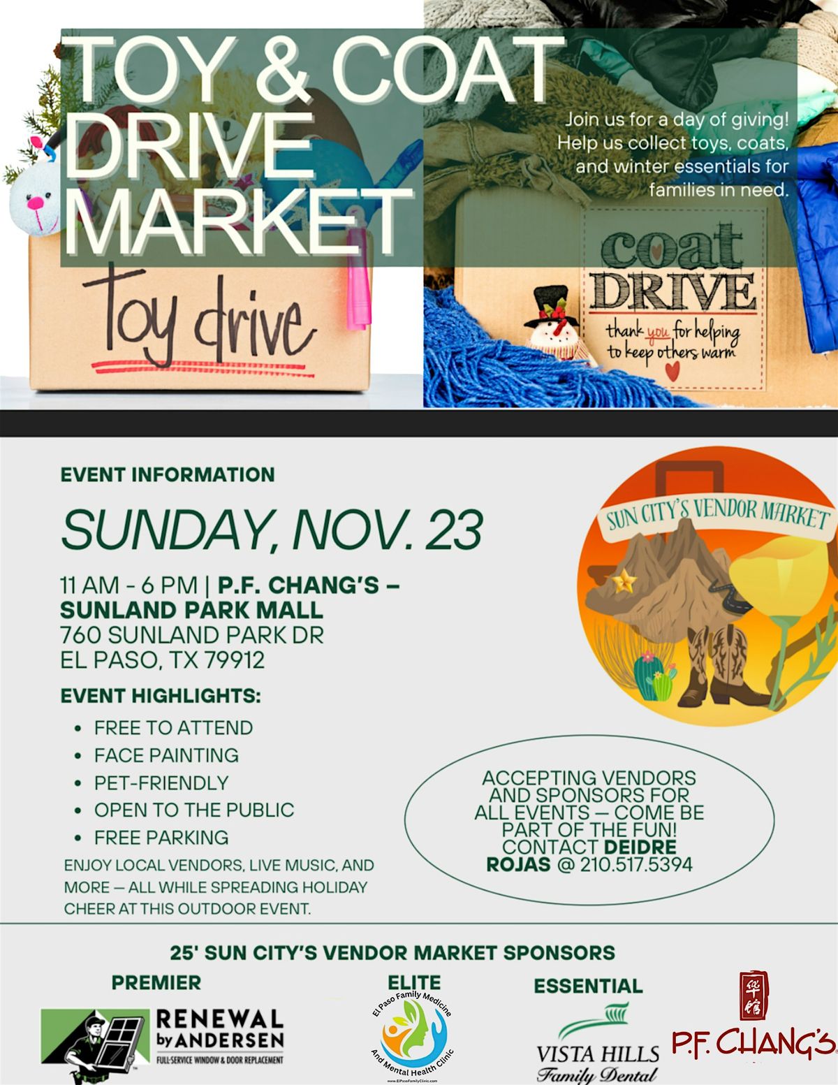 Sun City\u2019s Vendor Market Hosts Holiday Coat & Toy Drive @ PF Chang\u2019s