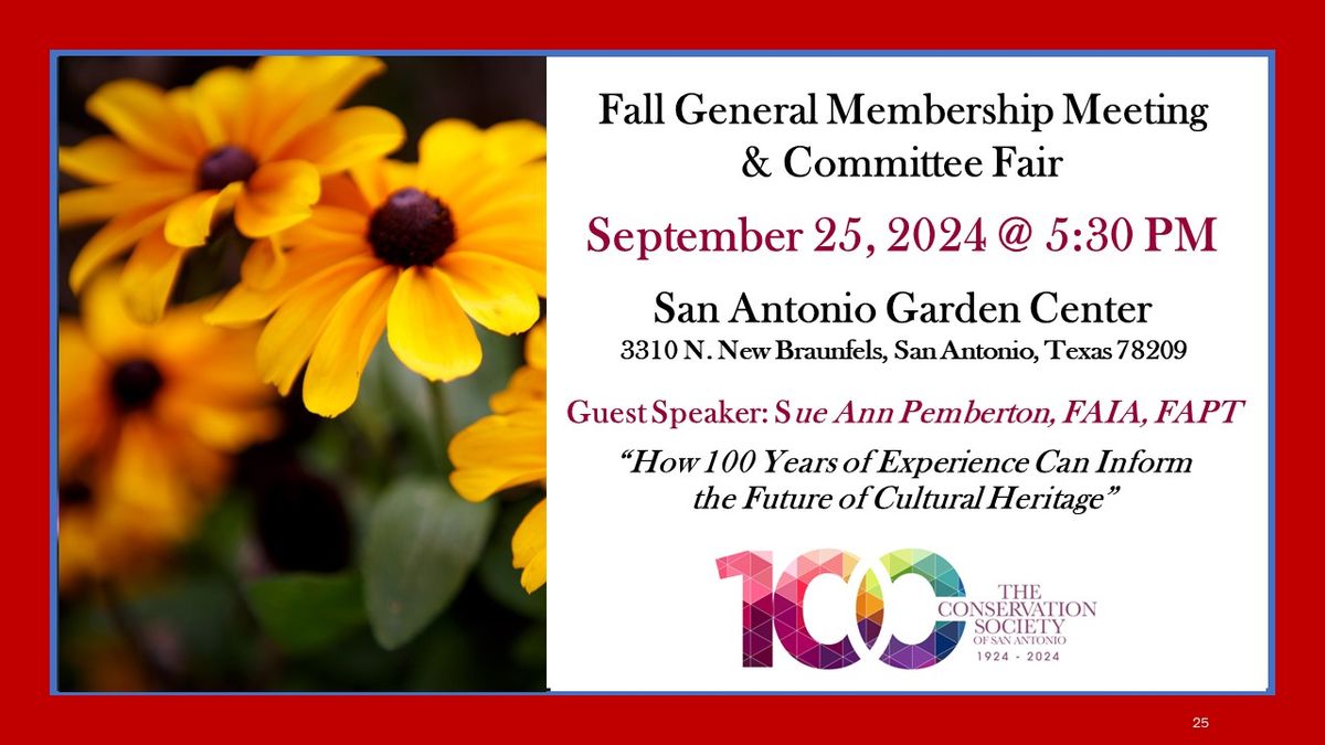 Fall General Membership Meeting\/ Committee Fair