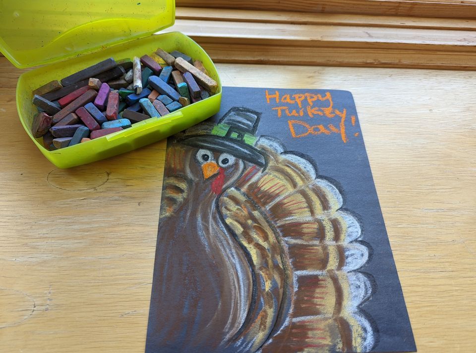 Homeschool Turkey Chalk Pastel Drawing