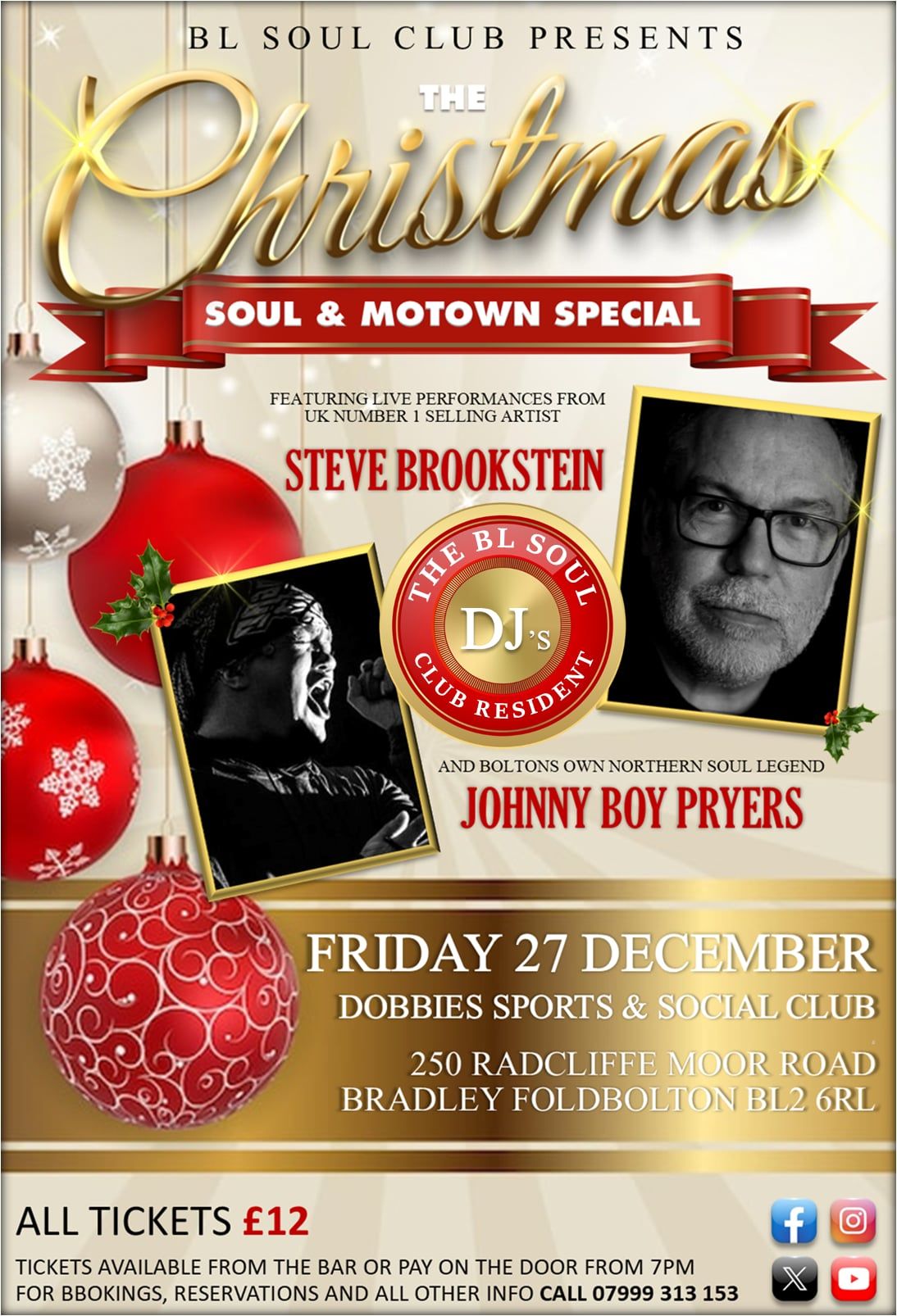 BL Soul Club  Christmas Special , Steve Brookstein & Johnny Boy Live Dobbies Sports And Social Club