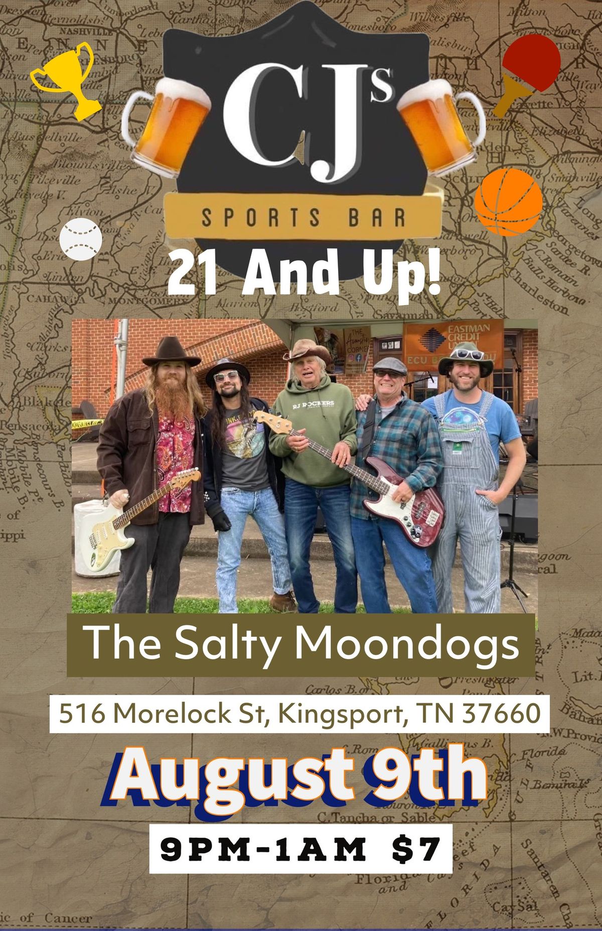 $7 Cover Charge - Cj\u2019s Sports Bar - The Salty Moondogs 