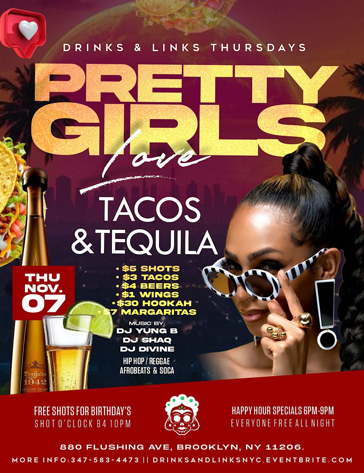 Pretty Girls Love Tacos & Tequila At MAMA TACO Everyone Free All Night