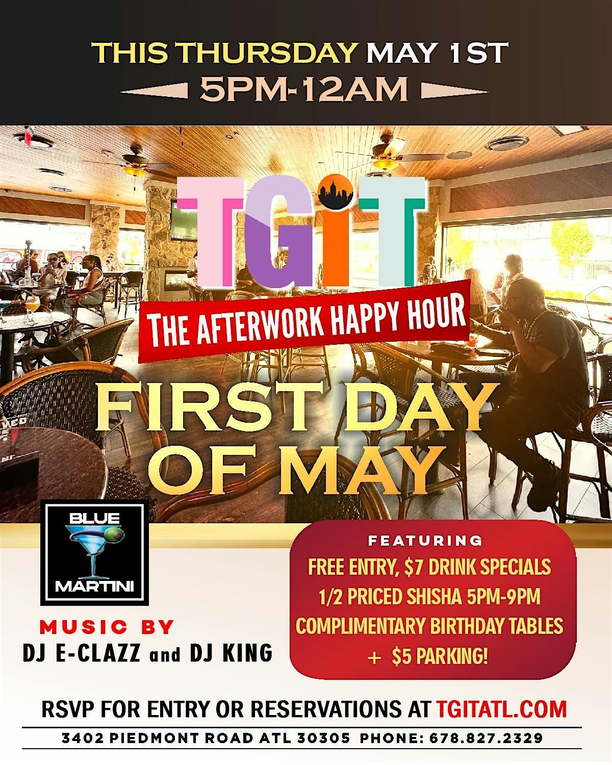 TGIT @ Blue Martini\/Free Entry with RSVP\/SOGA ENTERTAINMENT