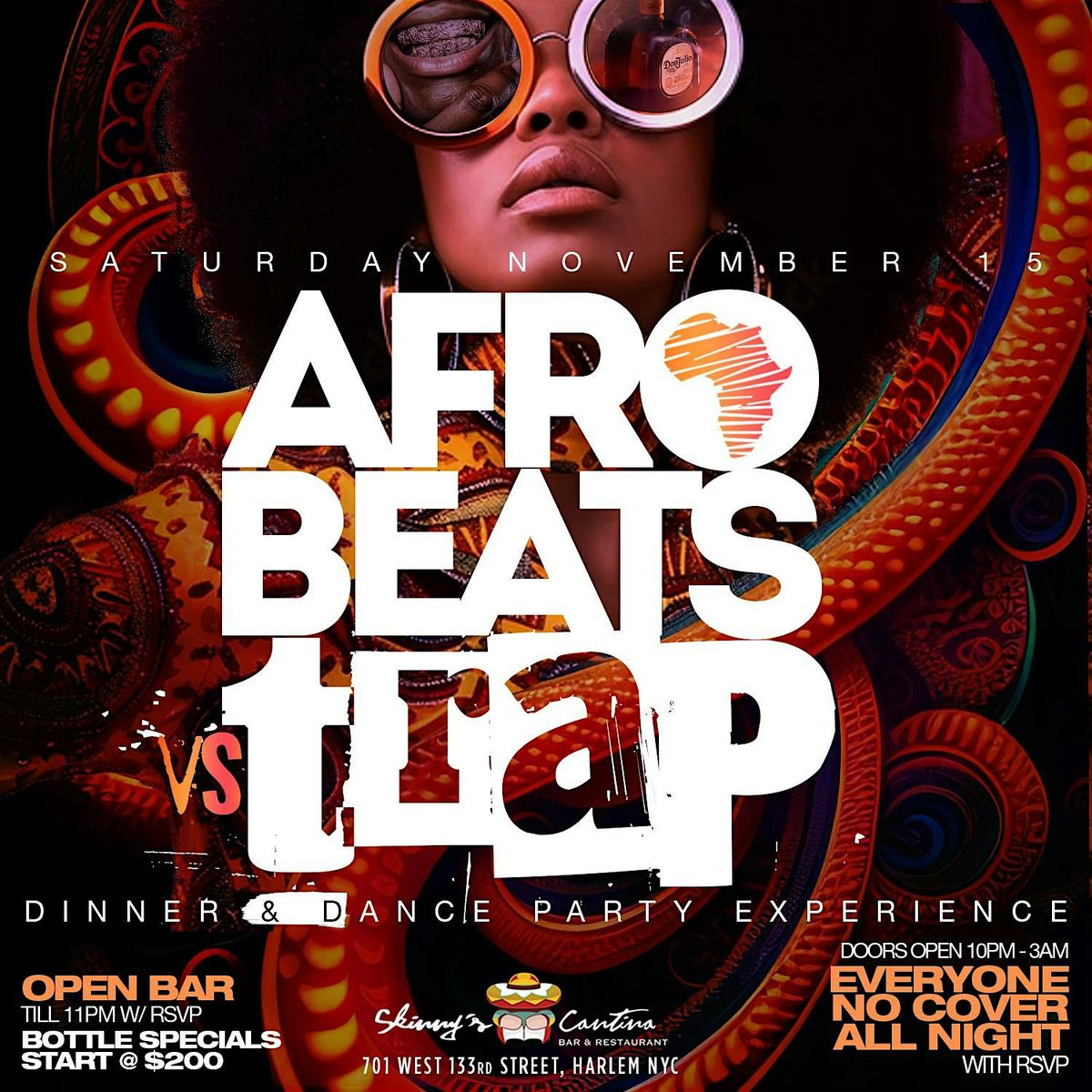 AfroBeats and Trap, Henny Open Bar, Free Entry, Live DJ, kitchen open late