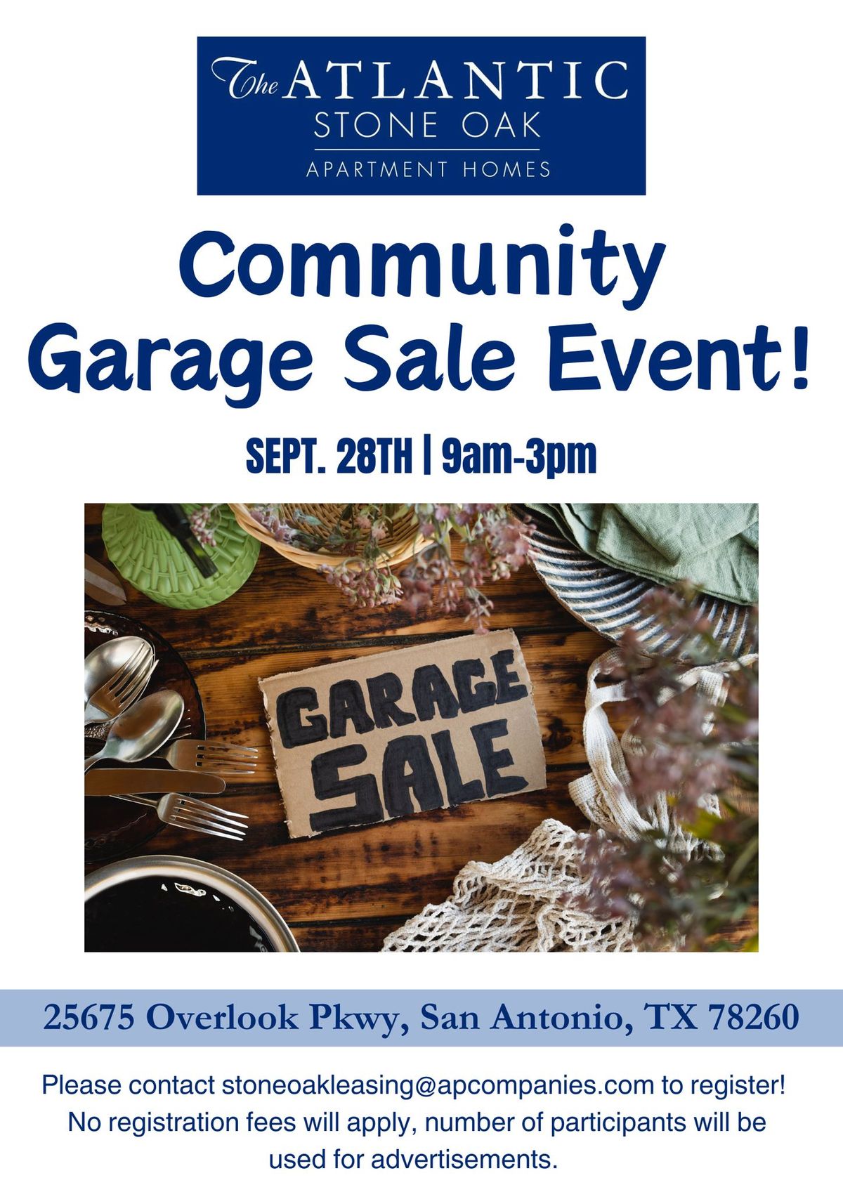 TheATLANTIC STONE OAK APARTMENT HOMES Community Garage Sale Event!