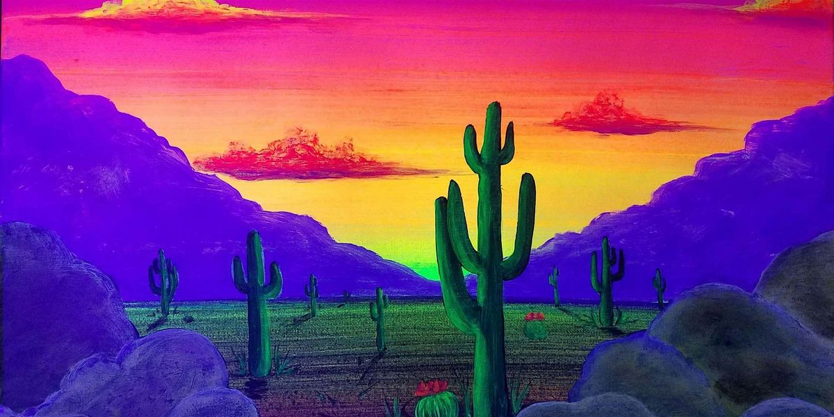 Desert Aglow at Dusk (under blacklight) - Paint and Sip by Classpop!\u2122