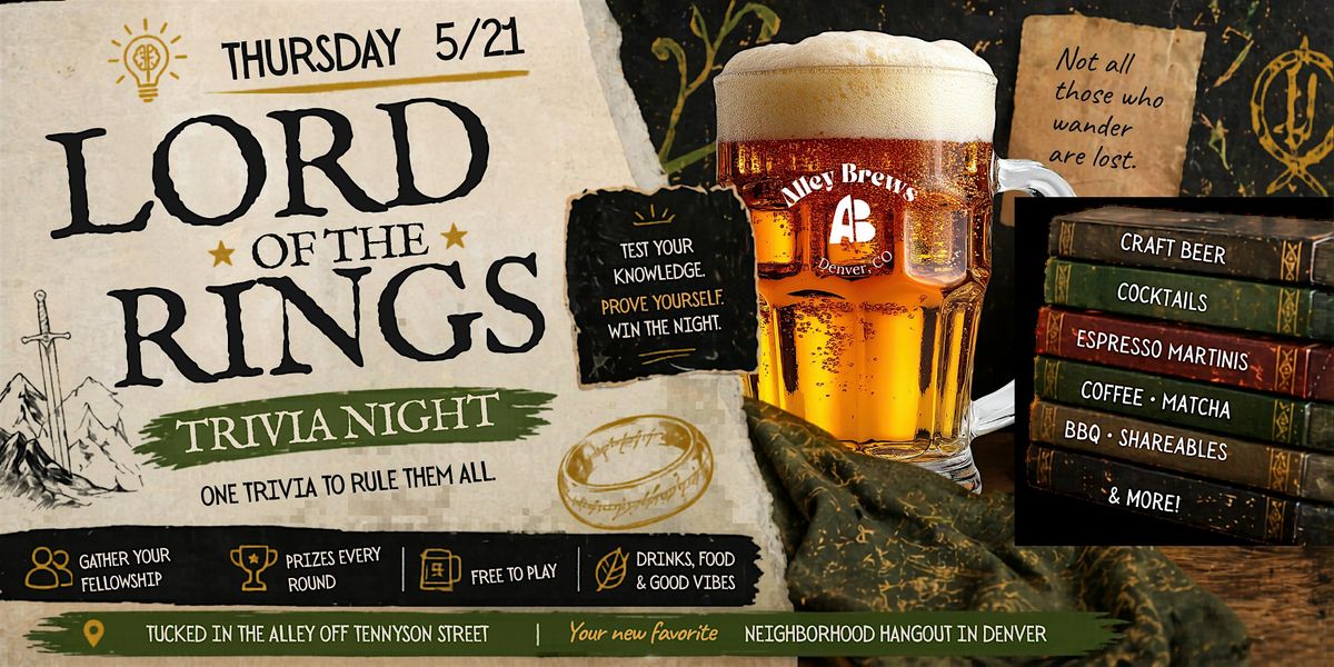 Lord of the Rings Trivia Night in Denver | Tennyson Street Brewery Event