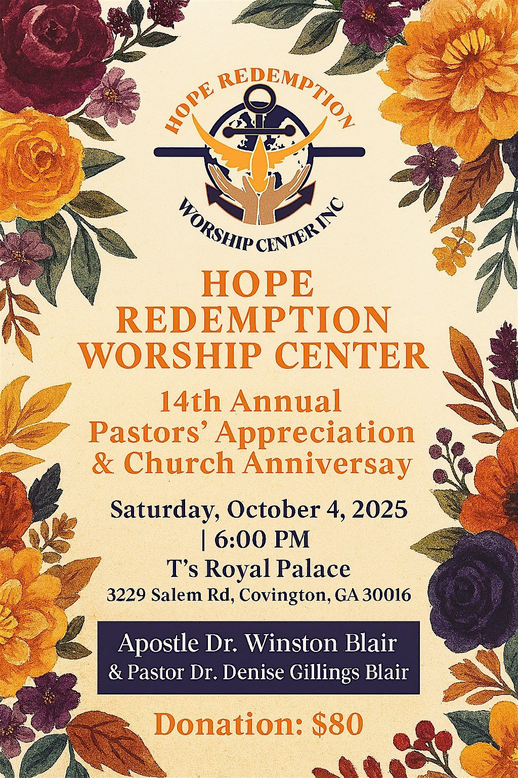 Hope Redemption Worship Center -14th Annual Pastors\u2019 Appreciation & Church