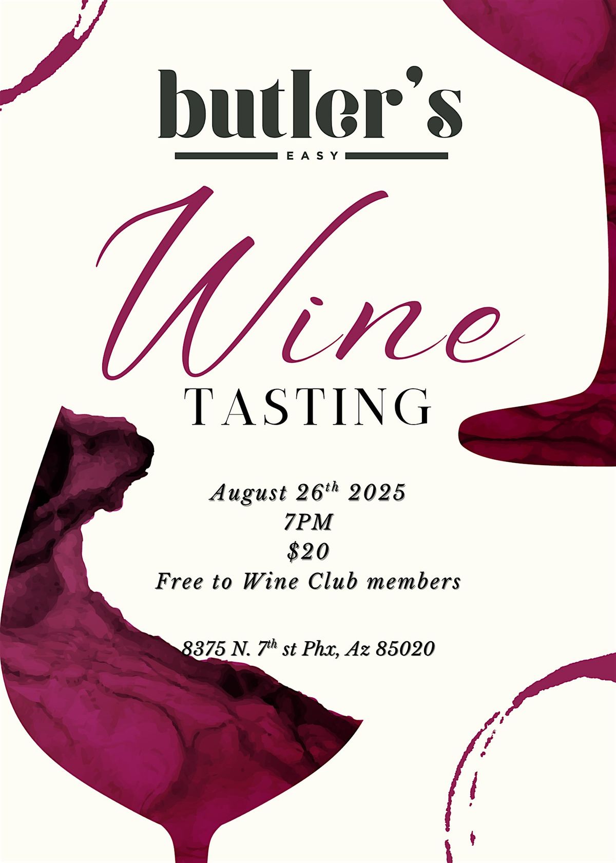 Wine Tasting at Butler's Easy!