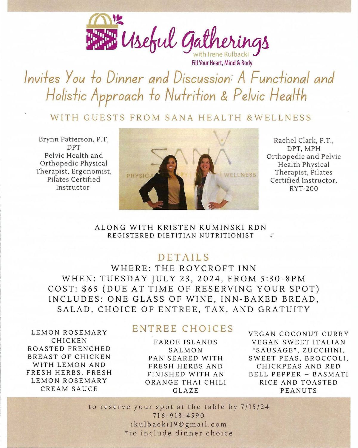 Dinner and Discussion: A Functional and Holistic Approach to Nutrition and Pelvic Health