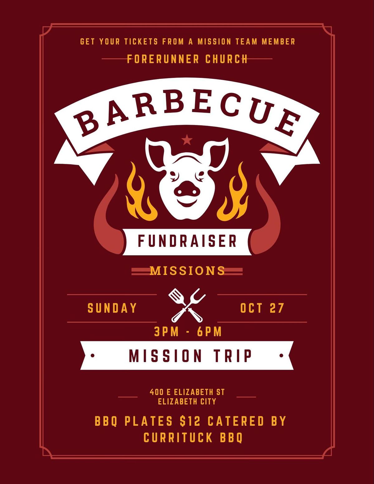 Missions BBQ Fundraiser Sunday Oct 27