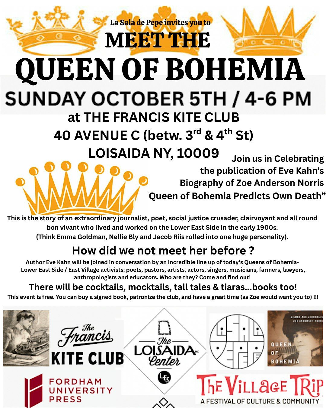 Meet The Queen of Bohemia: A Book Launch and Celebration