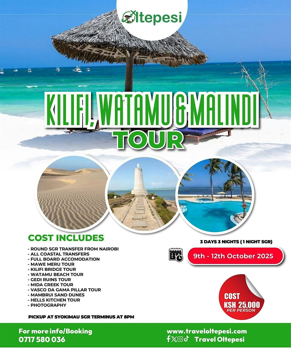 3 Days Watamu,Kilifi and Malindi Beach safari @25000\/=