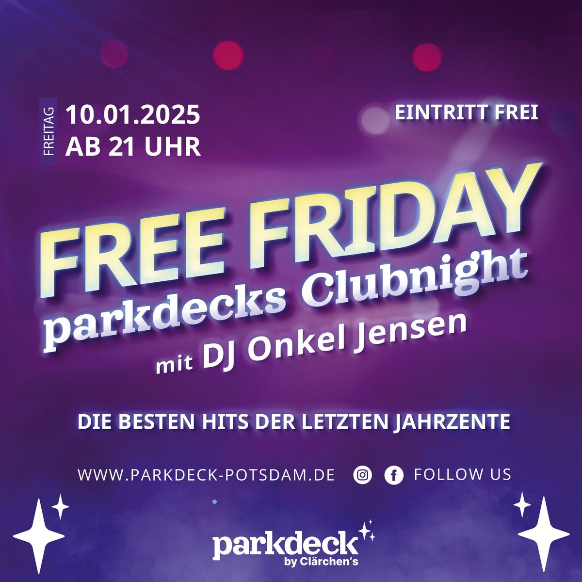 FREE FRIDAY \u2013 PARKDECKS CLUBNIGHT mit DJ Onkel Jensen