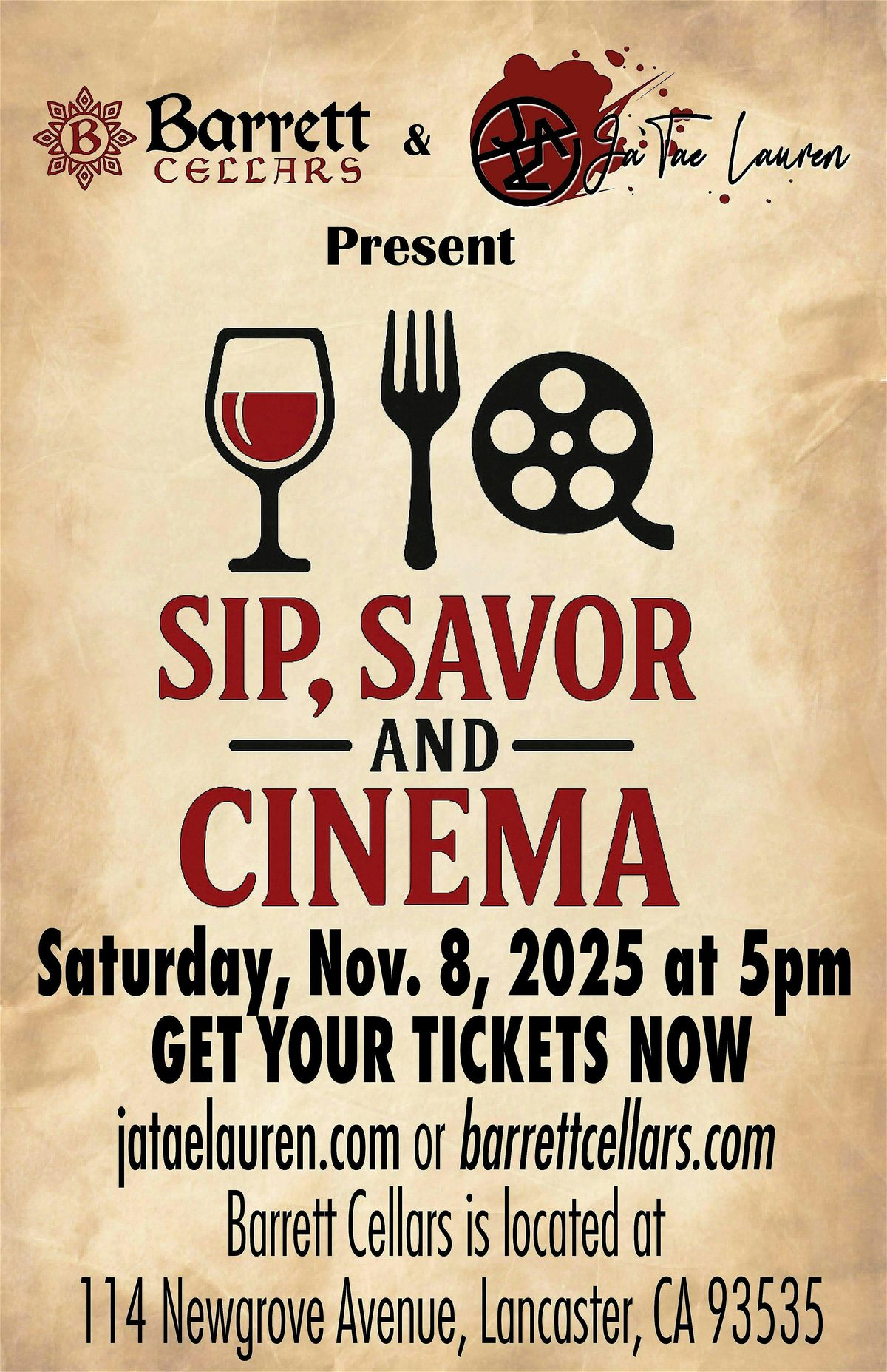Barrett Cellars Winery x Ja'Tae Lauren Present: Sip, Savor and Cinema