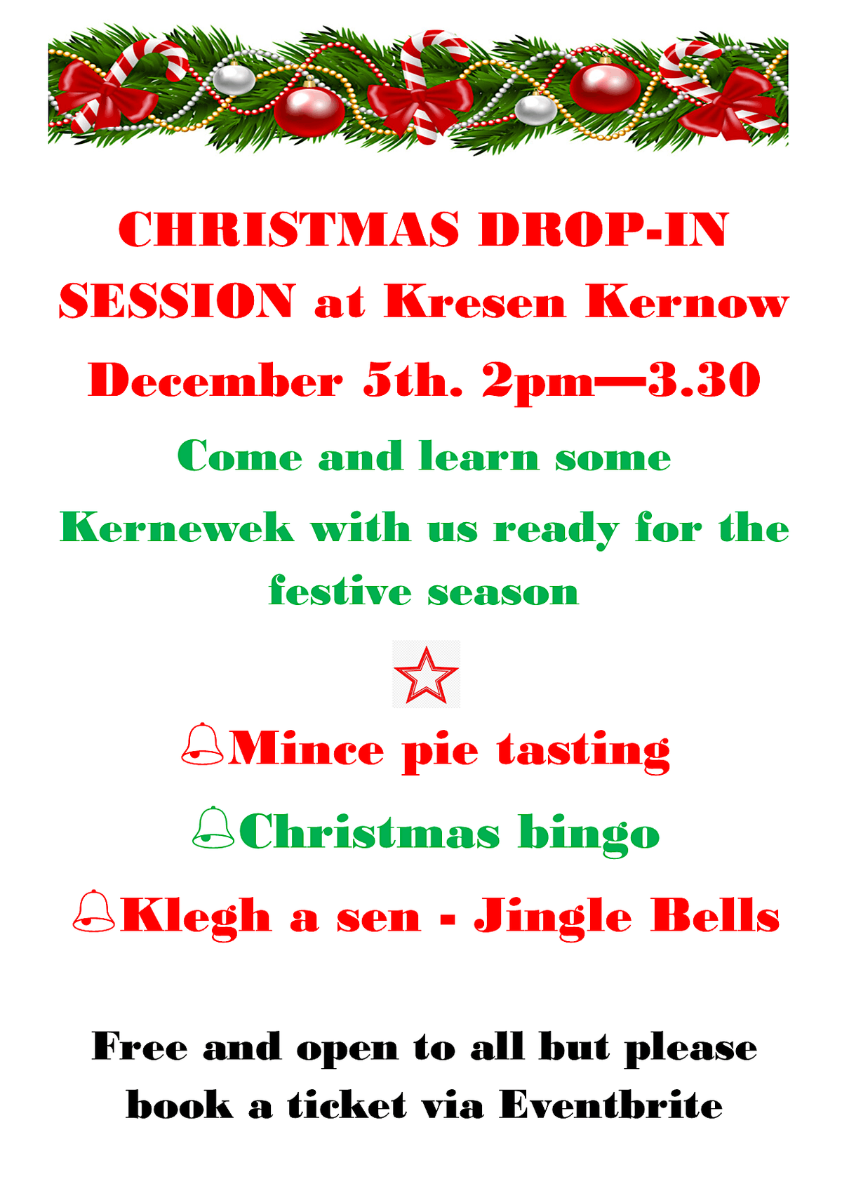 Cornish Christmas drop in - Kresen Kernow