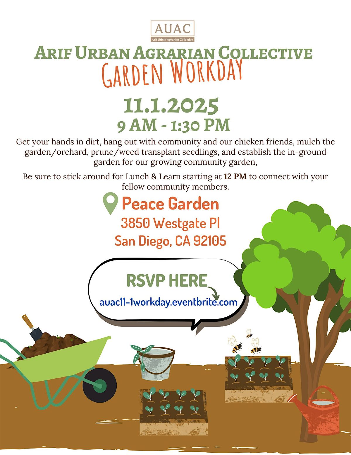 Arif Collective Community Garden Volunteer Workday & Lunch-n-Learn 11.1