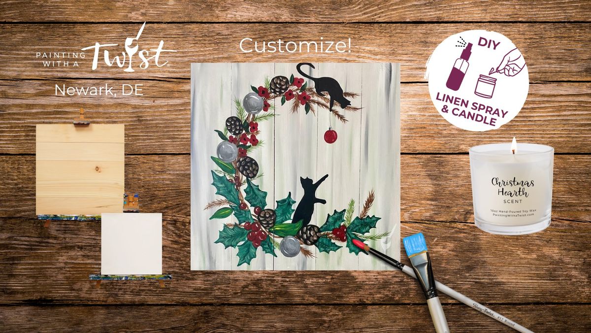 Paint & Sip: Meowy Christmas Wreath