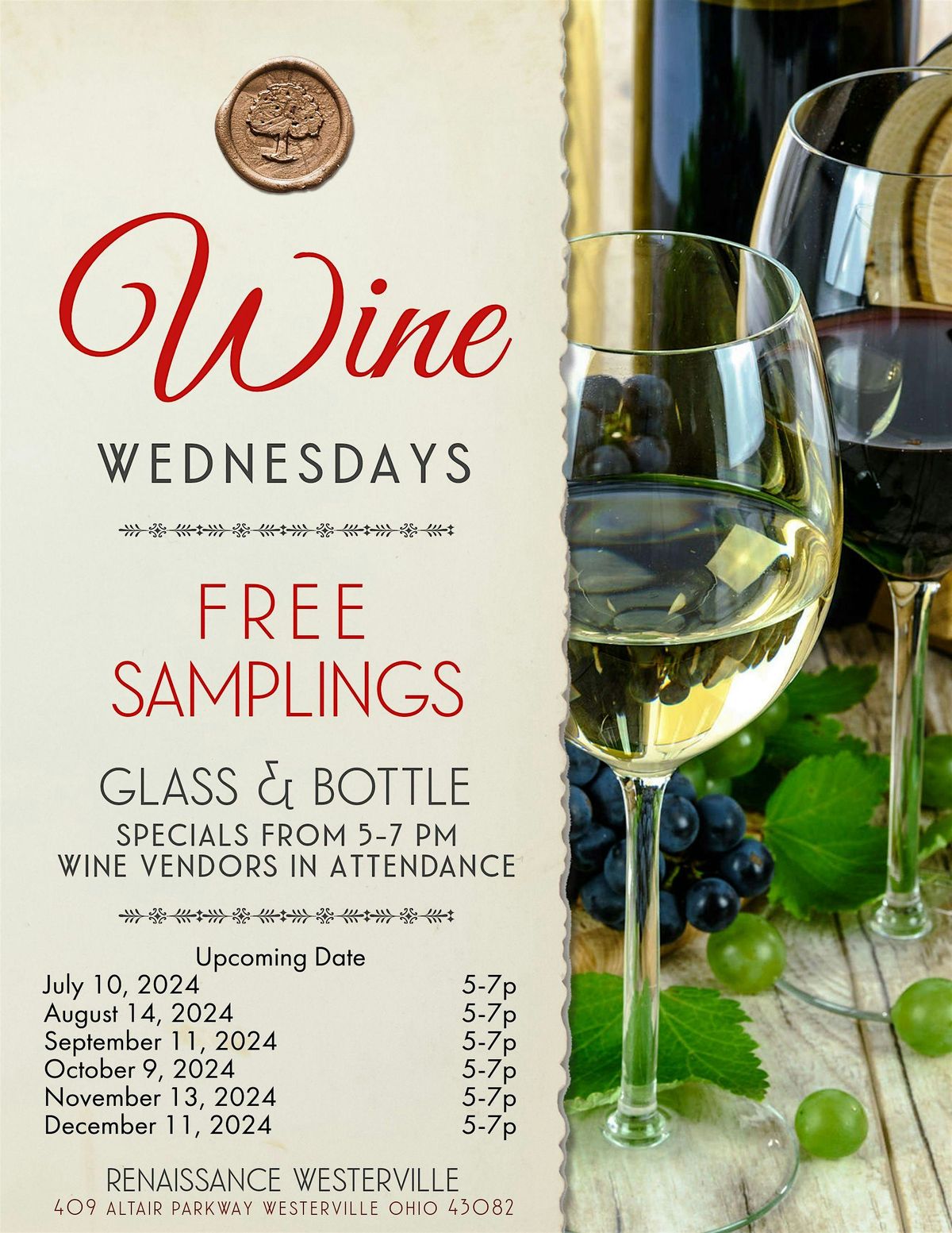 WINE WEDNESDAY AT THE RENAISSANCE WESTERVILLE