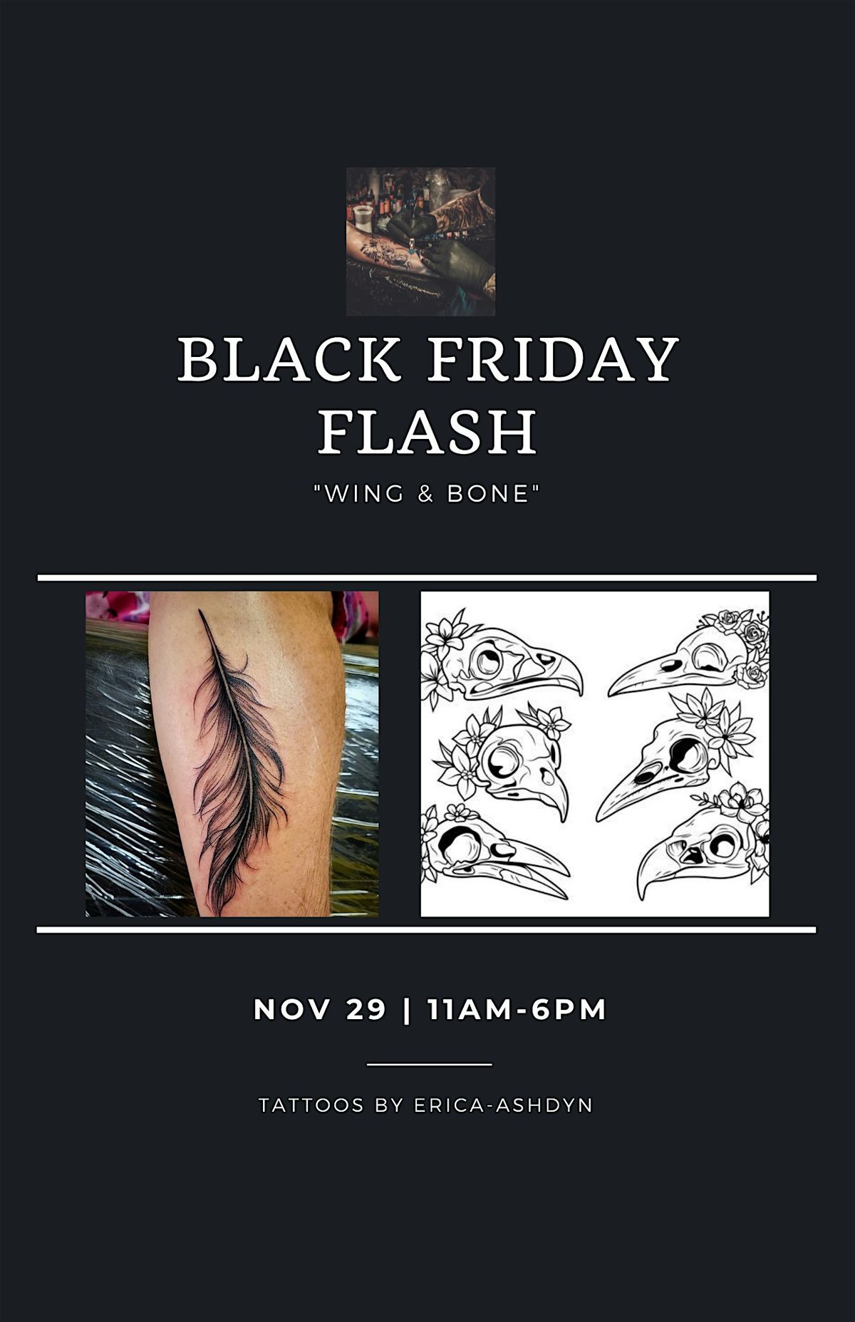 Black Friday Tattoo Flash: "Wing & Bone"