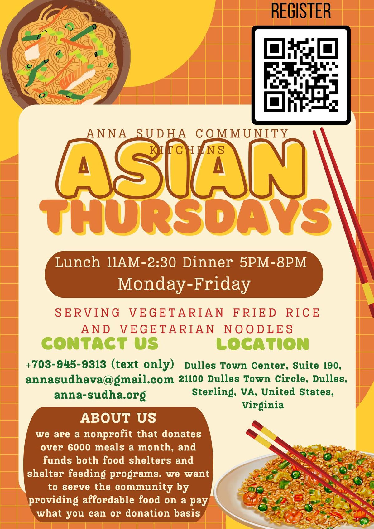 Asian Thursdays; Lunch and Dinner