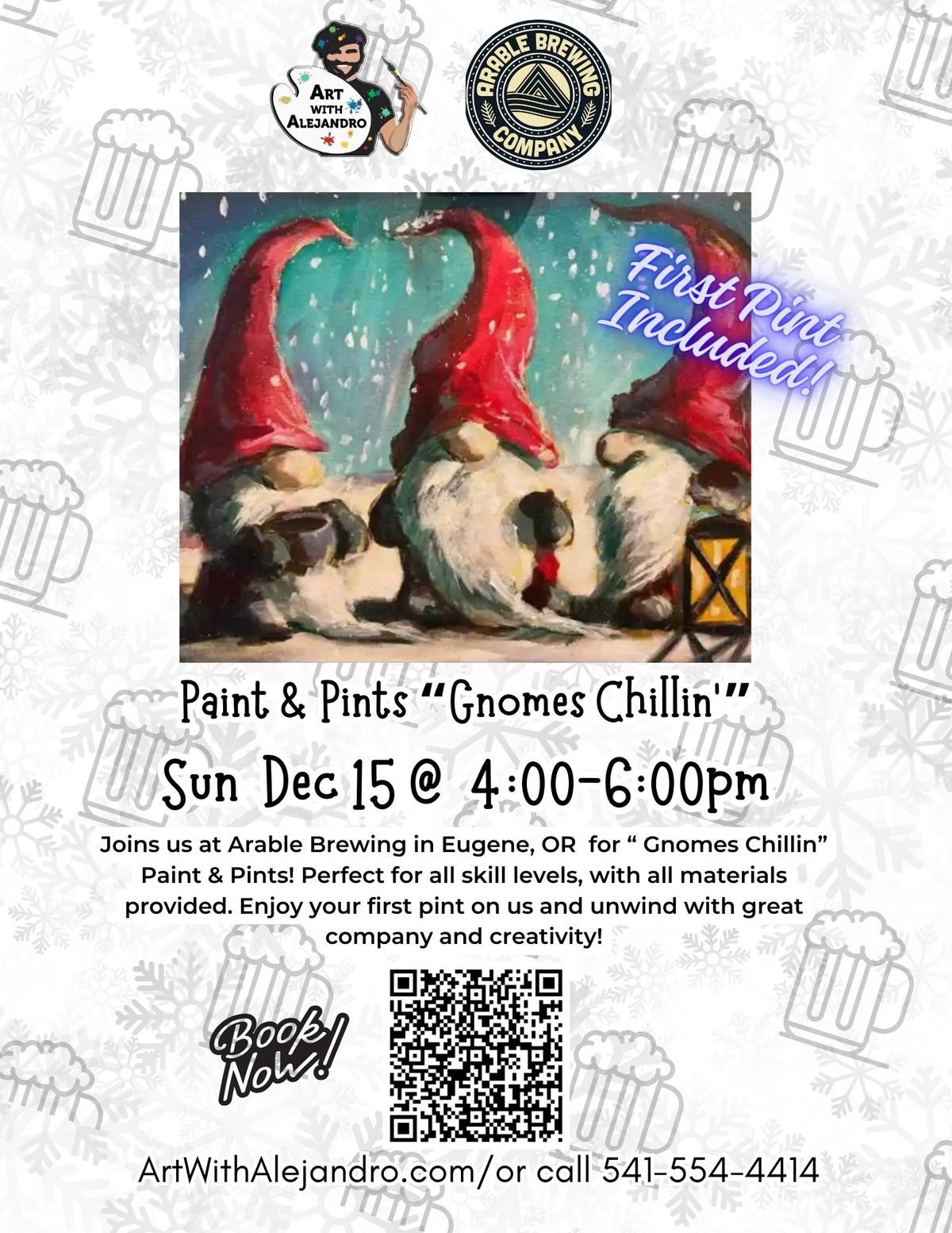 Paint & Pints at Arable Brewing "Gnomes Chilling"- Sun Dec 15 @- 4:00-6:00pm