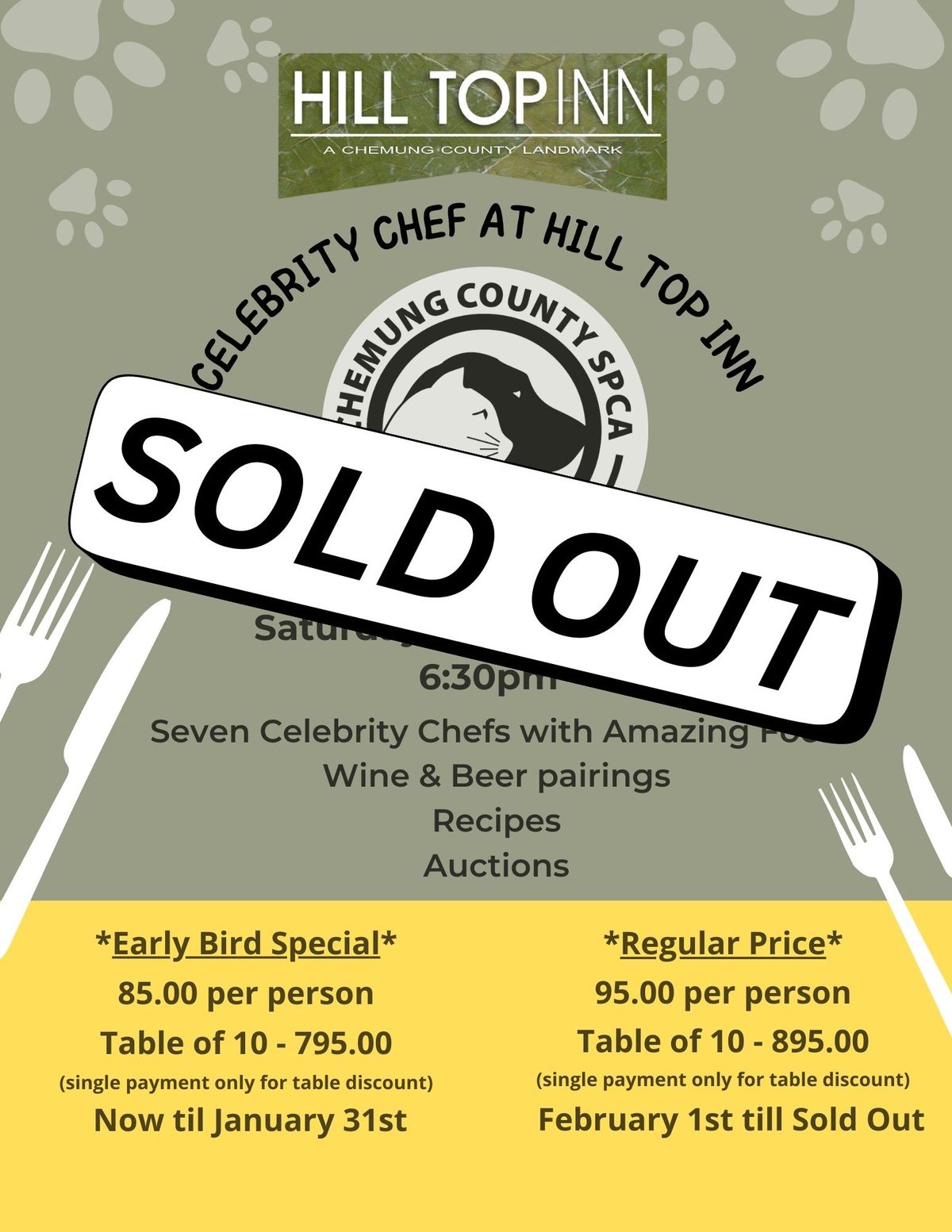 Celebrity Chef for the SPCA at Hill Top Inn  