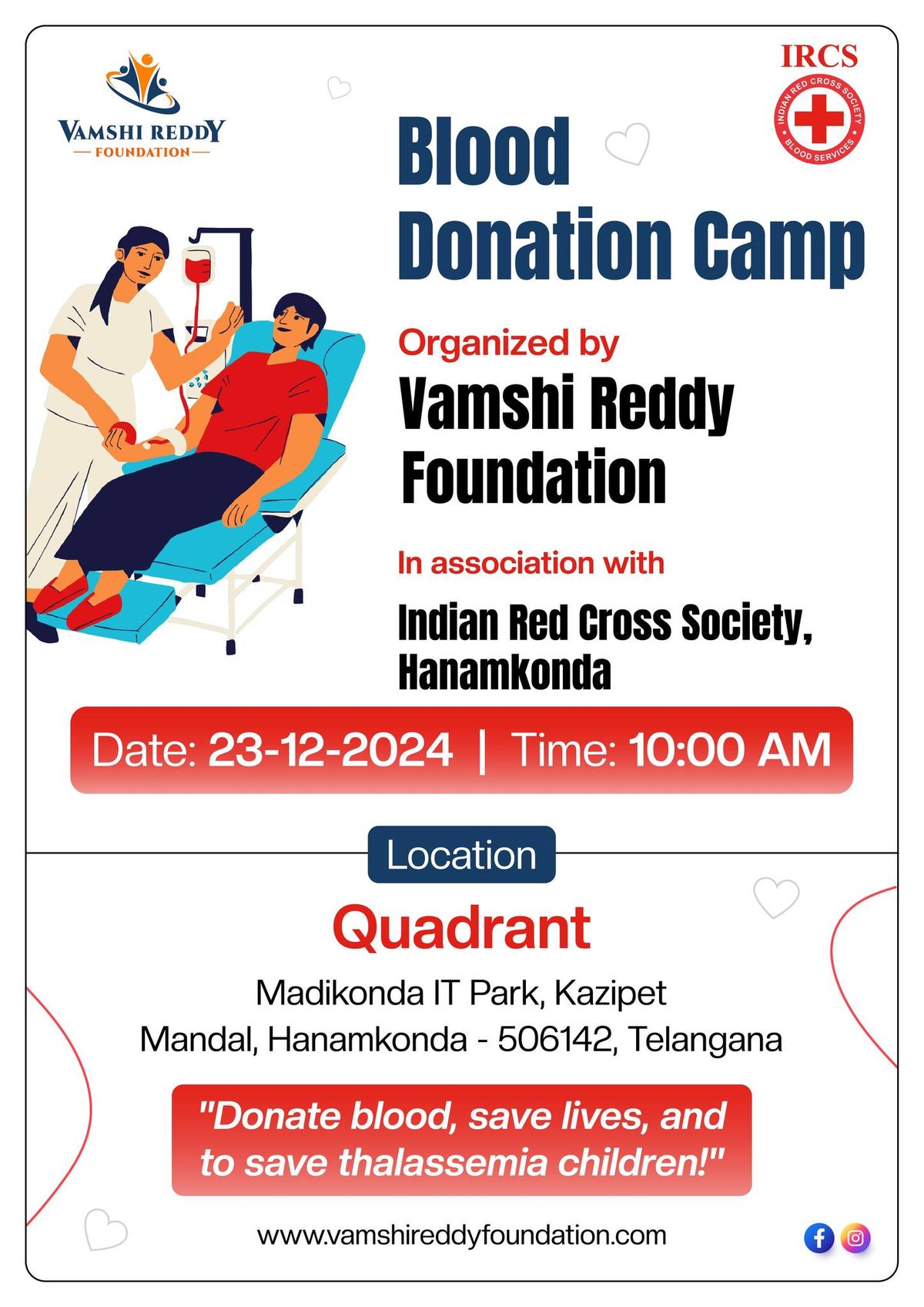 Join hands with the Vamshi Reddy Foundation for a noble cause!